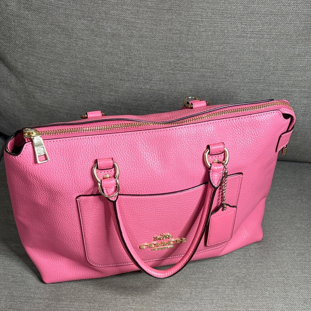 Coach Emma Satchel Pink Pebble Leather Crossbody Shoulder Bag Strap - Picture 6 of 12